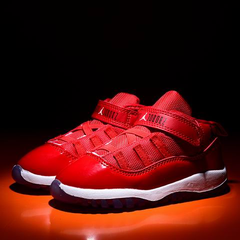 Nike Air Jordan 11 Kids Shoes Red-02 - Click Image to Close